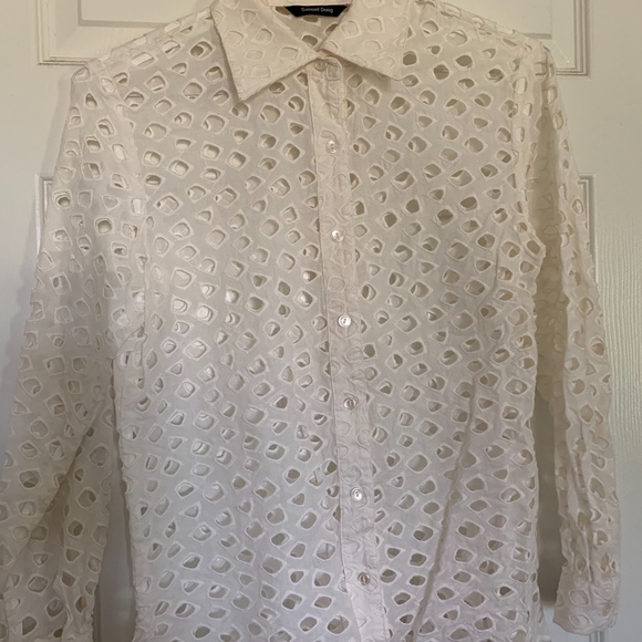 Samuel Dong White Abstract Cut Out Jacket Blouse S - Picture 2 of 8
